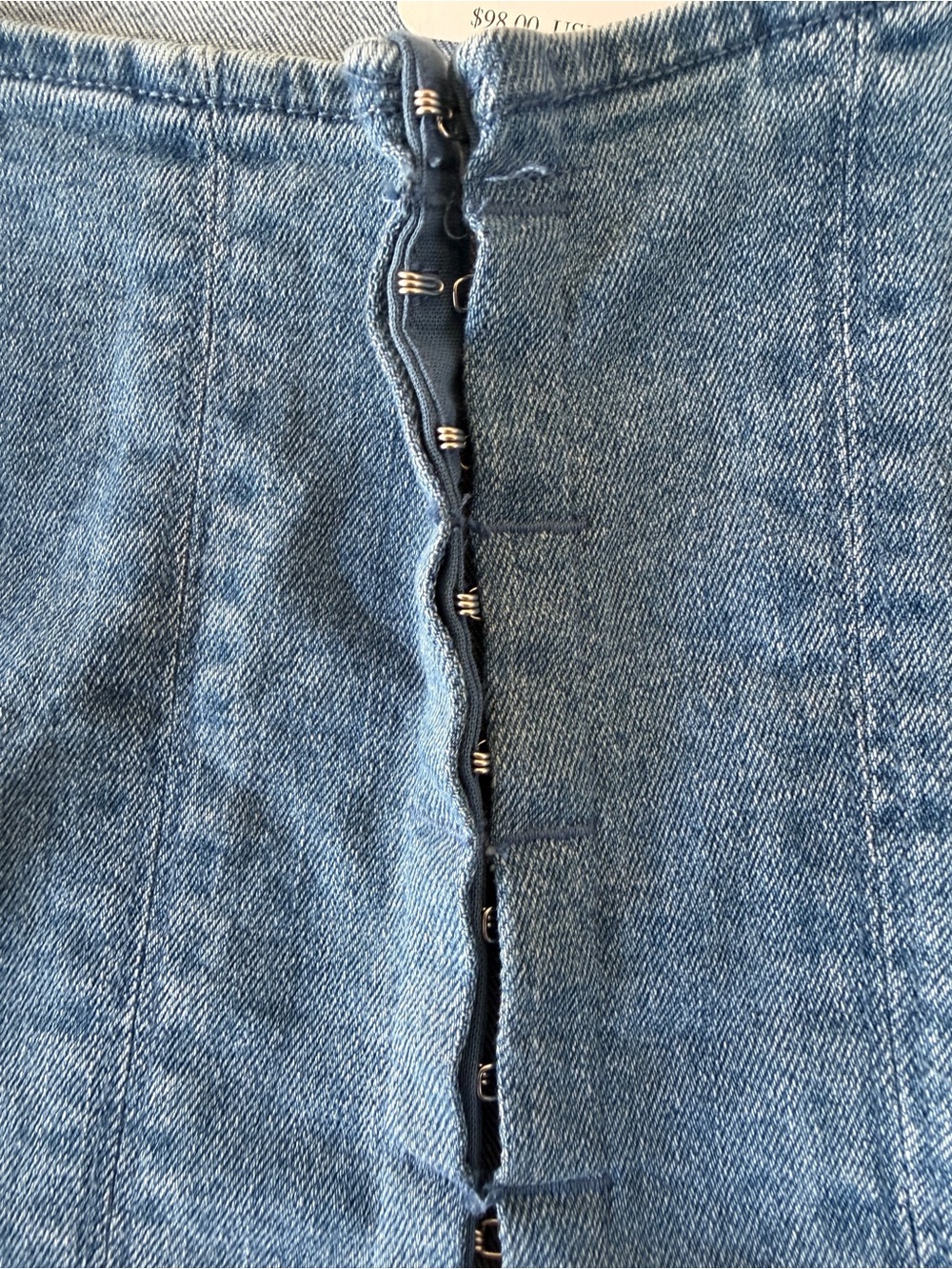 Free People Blue Denim Button-Front Square Neck Tank - Picture 4 of 5